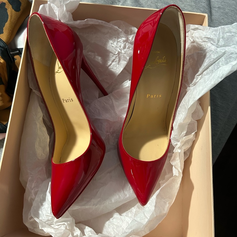 Christian Louboutin Red Pattern leather pumps 100 mm!